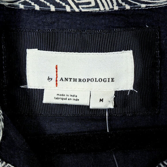 By Anthropologie Shirt Dress Size M Grey Bohocore Geometric Transitional - Picture 11 of 11